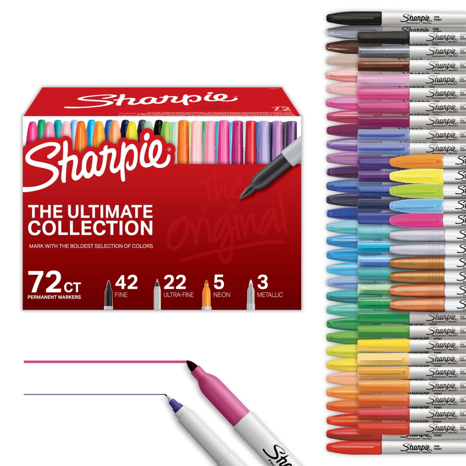 Permanent Markers Ultimate Collection, Fine and Ultra Fine Points, Assorted Colors, 72 Count