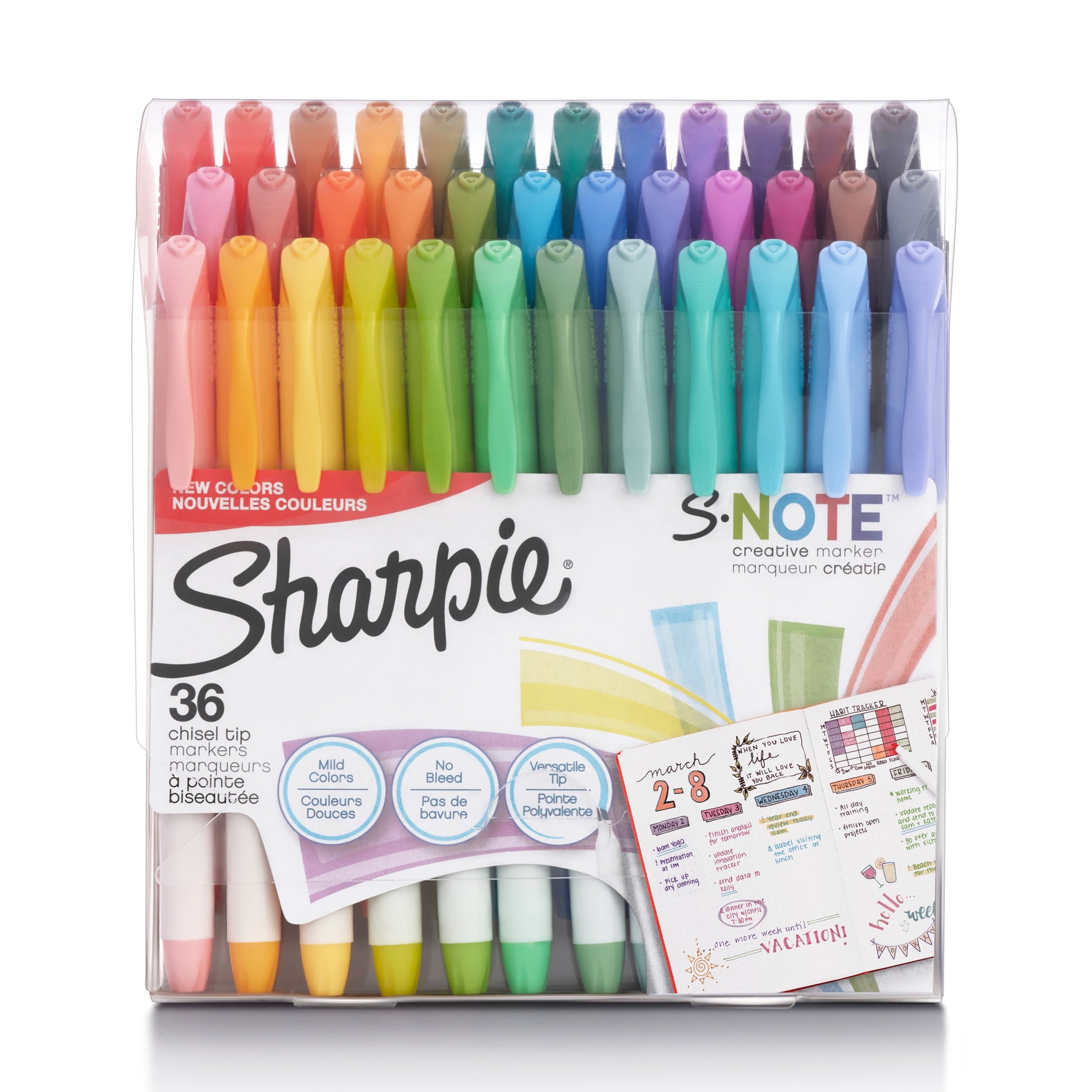 Markers, Assorted Colors, Chisel Tip, 36 Count