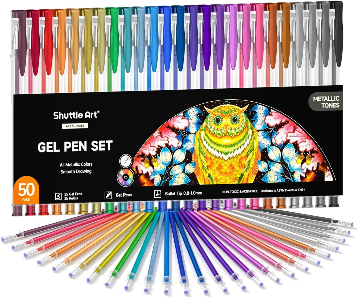 Metallic Gel Pens, 50 Pack