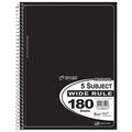 5-Subject Notebook, 180 Pages, 3 Hole Punched, Wide Rules, 10.5 x 8. Inches, Colour May Vary (311414)