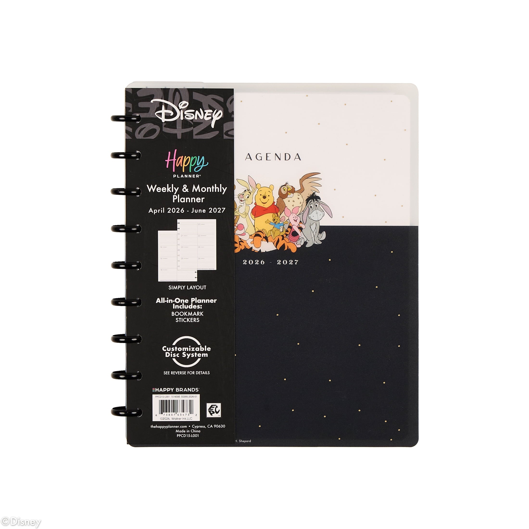 Disney Pooh & Company Monthly Weekly Classic 15 Month Disc Bound Dated Planner (7 x 9.25) April 2026 to June 2027, re...