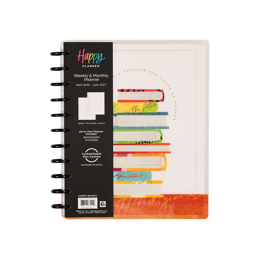 Happy Planner Monthly Weekly Big Planner (8.5 x 11)Learn & Inspire 15-Month April 2026-June 2027, disc bound system