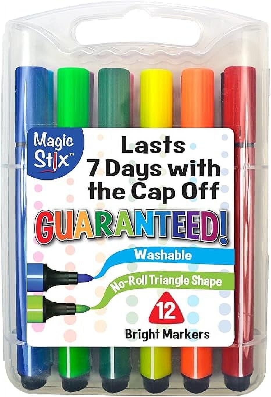 Magic Tri Stix Washable Markers, 12 Count, Assorted Colors, Non-Toxic, Triangular Grip for All Ages (TPG-395)