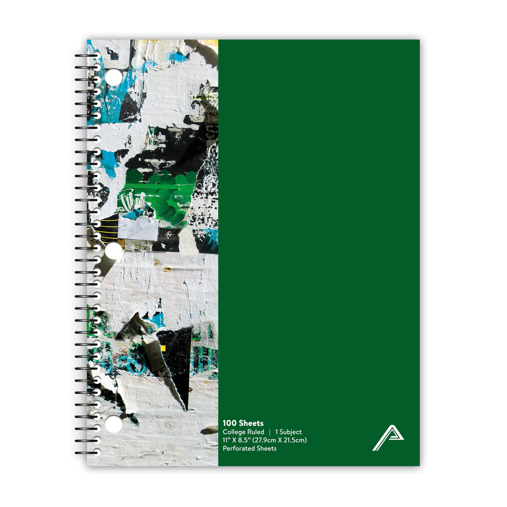 Writing Spiral-Bound Notebook, 1 Subject, 100 Sheets, College Ruled, Green