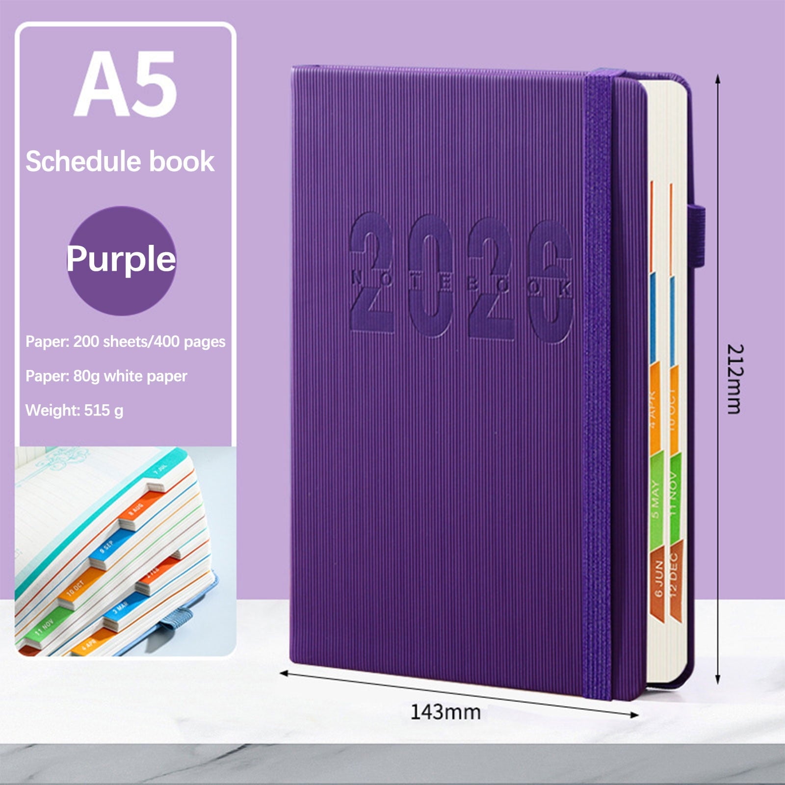 Weekly Planner Notebook Hardcover Calendar Planner with Monthly Tab, 365 Day Daily Planner for Office & Classroom, Th...