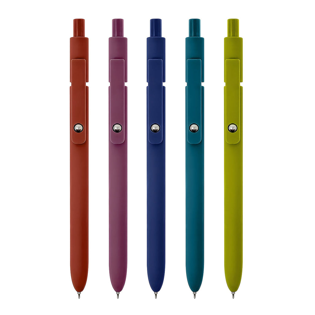 Wrapables Smooth Retractable Black Ink Gel Pens, 0.5mm Fine Point, for Home Office Work (Set of 5), Oceanic