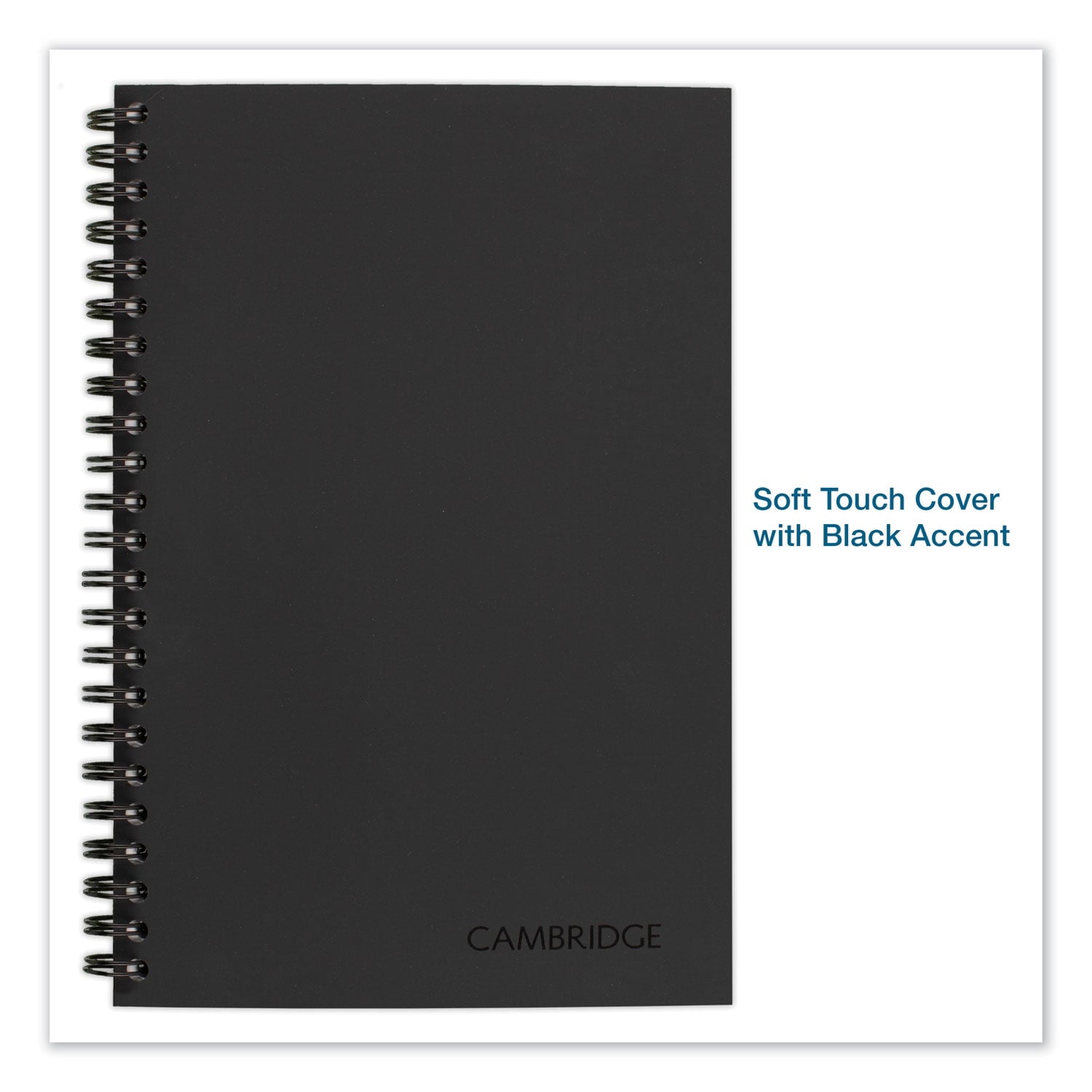 Wire bound Business Notebook, Wide/Legal Rule, Black Cover, 8" x 5", 80 Sheets - Image 6