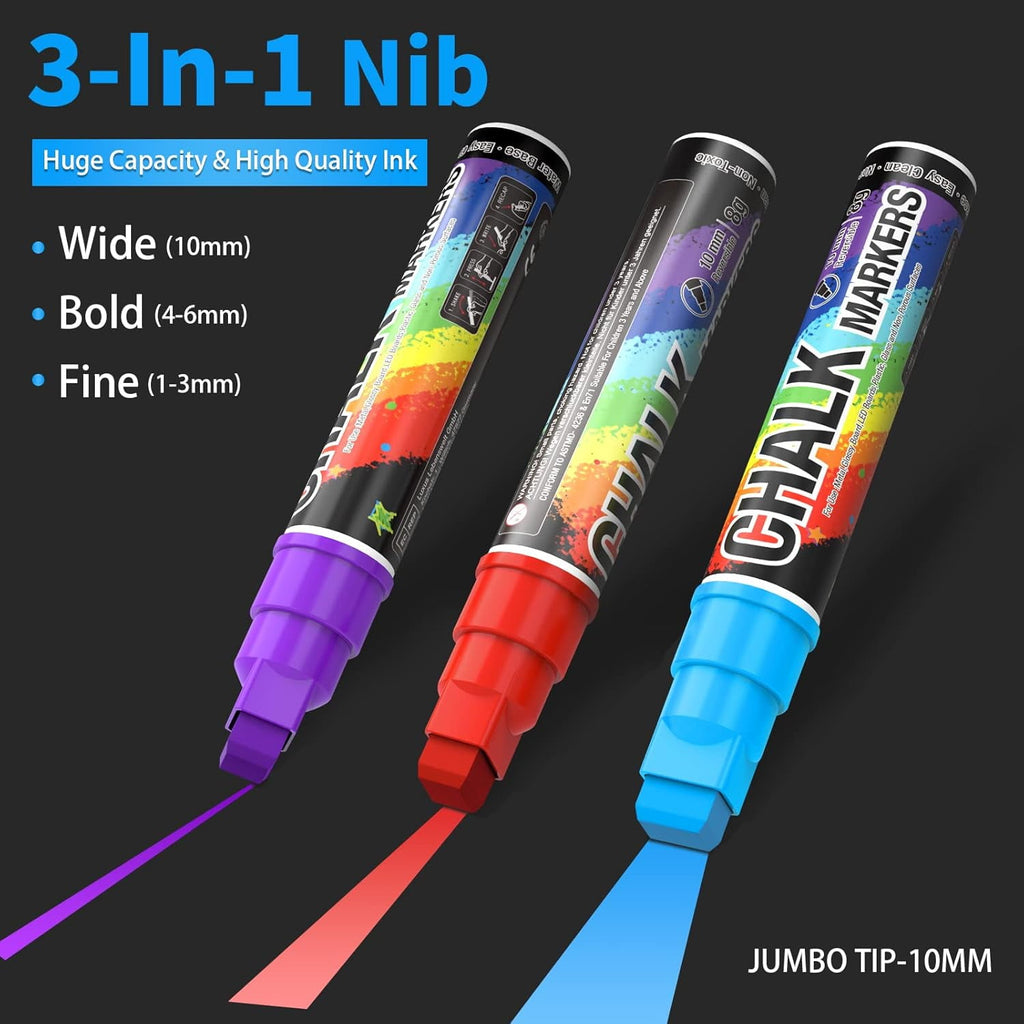 8 Colors 10mm Jumbo Liquid Window Chalk Marker, Big Chalkboard Markers, Car Window Paint Markers Pen for Glass, Auto,... - Image 6