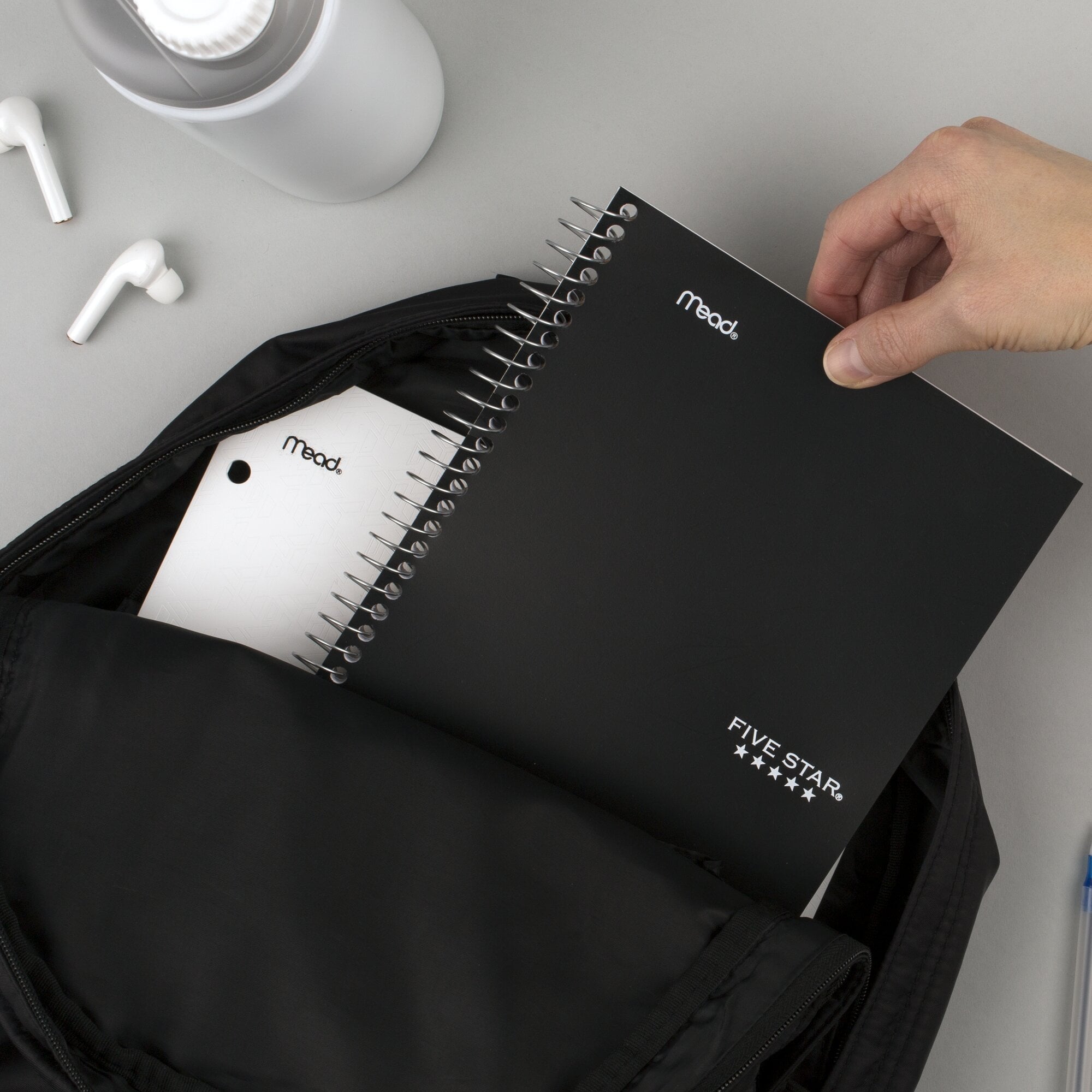 Five Star Spiral Notebook, 2 Subject, College Ruled, 6" x 9.5", Black - Image 5
