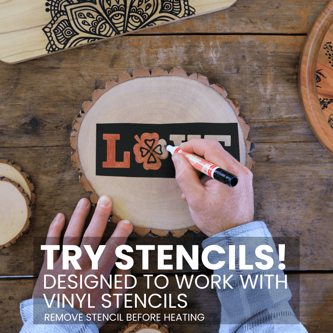 Wood Burning Marker, 2 in 1 Pyrography Pen, Woodburning Tool for Crafts, Stencils & Letters, DIY Pen Kit With Brush &... - Image 2