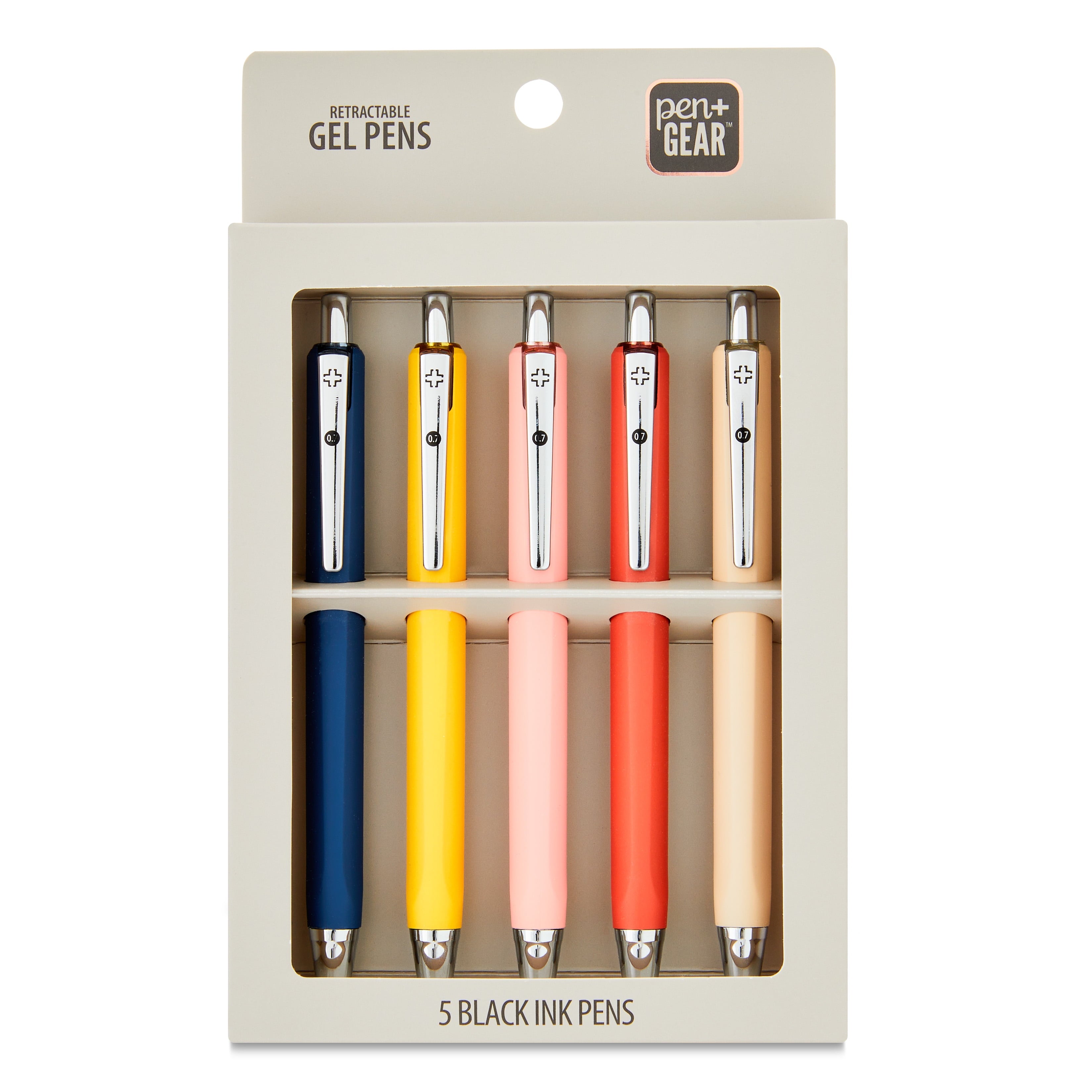 Retractable Gel Pens, 0.7 mm, Black Ink, 5 Count - Image 3
