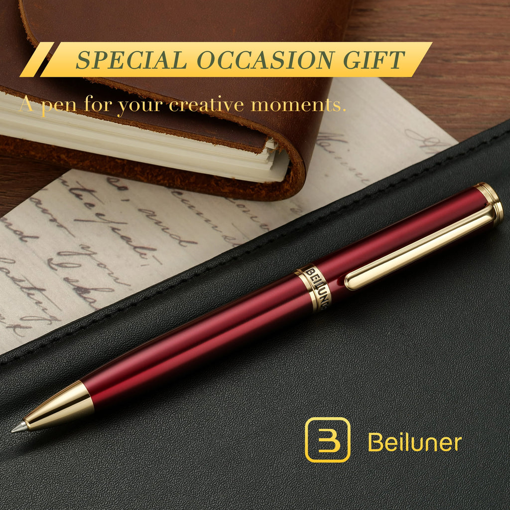Luxury Gel Pens, Wine Red Pen Barrel with 24K Gold Trim, Classic Leather Box-Best Pen Gift Set for Men & Women Profes... - Image 6