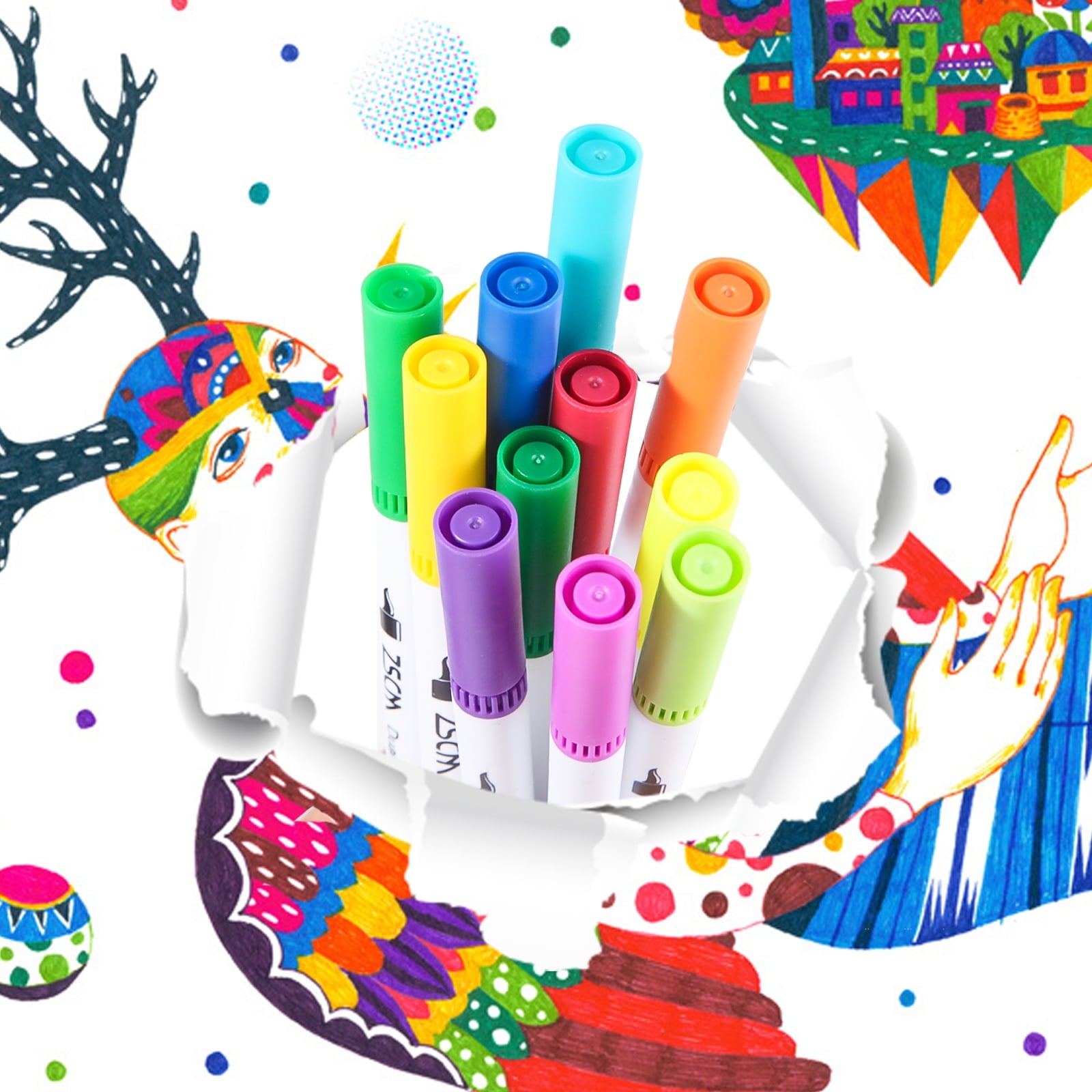 ZSCM 60 Colors Markers for Adult Coloring Books No Bleeding-Duo Tip Art Markers, Fine and Brush Coloring Marker for Adult Calligraphy, Journ - Image 2