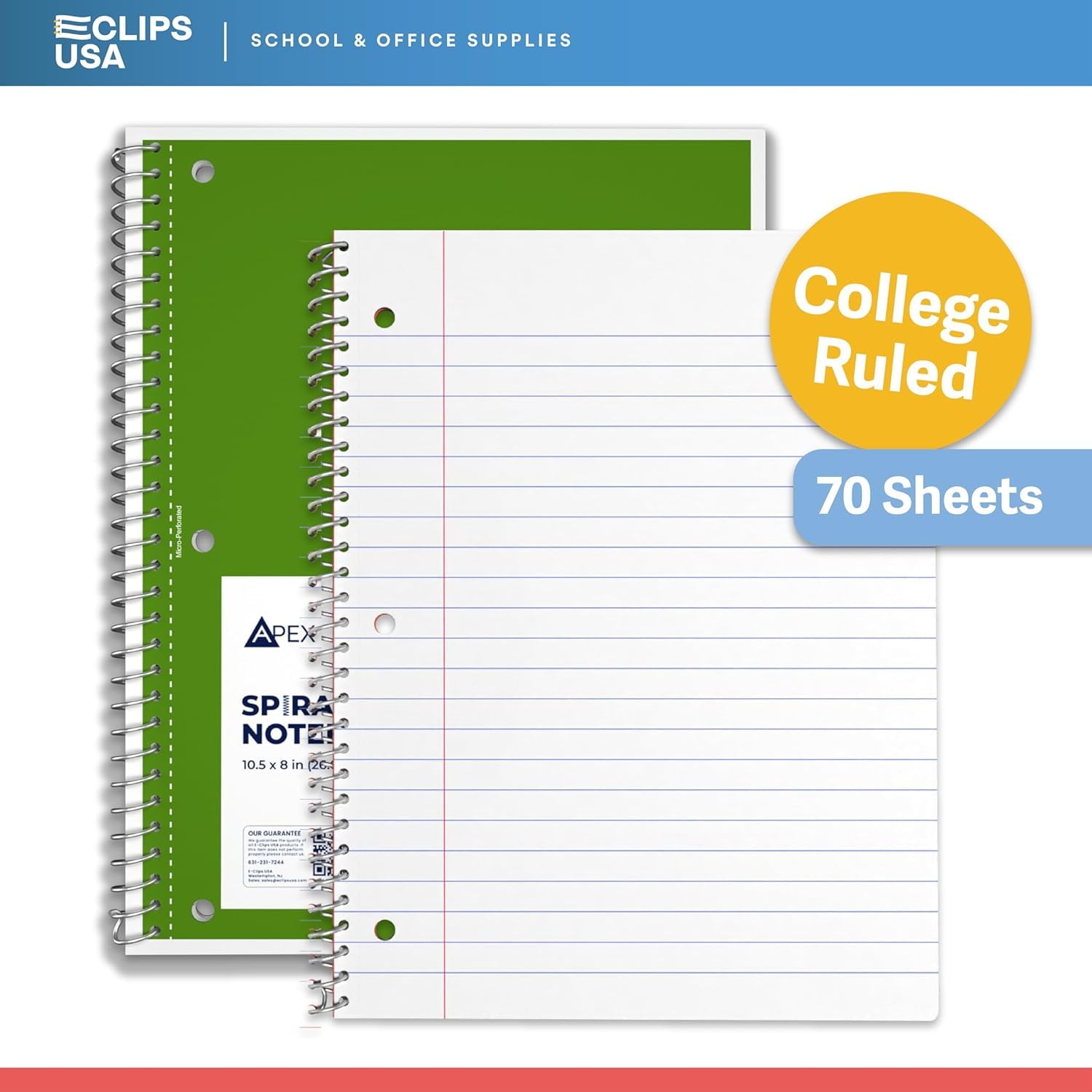 70-Sheet Spiral Notebook with Perforated Sheets, 6 Assorted Colors, 12-Pack - Image 5