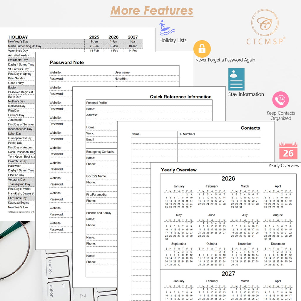 2026 Notebook(Jan-Dec.2026,6.3"x8.5") Weekly Monthly Flower for Women Men 2026 Academic Supplies - Image 4