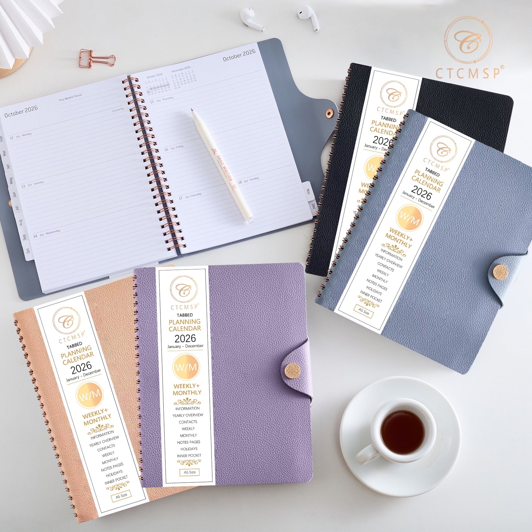 CTCMSP 2026 Planner Yearly Calendar Notebook(Jan-Dec.2026,6.3"x8.5"),Weekly Monthly Planner 2026 for Office Home Work Gift Supplies-Leather - Image 6