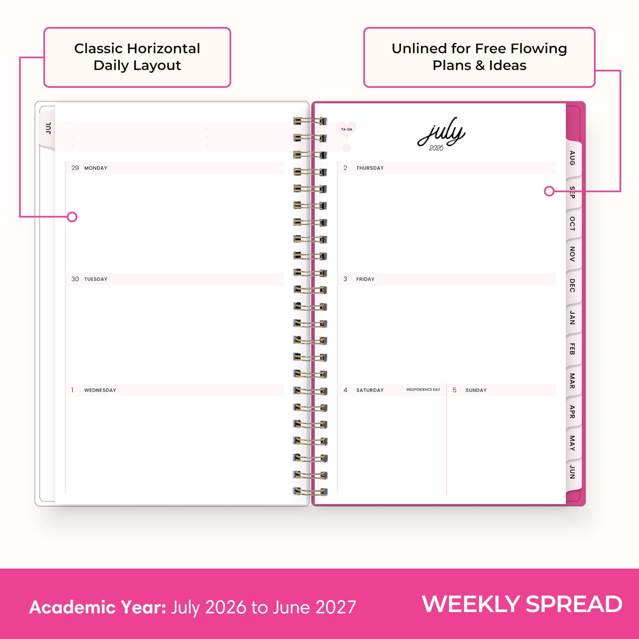 2026-2027 Weekly and Monthly Academic Year Planner Calendar, July 2026 - June 2027, 5" x 8", Flexible Cover, Wireboun... - Image 3