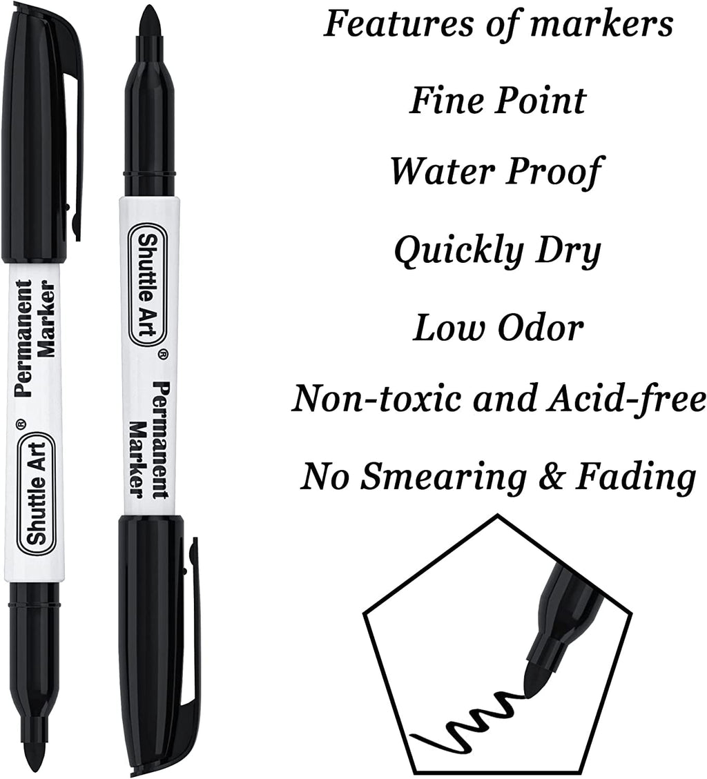 Permanent Markers, 50 Pack Black Permanent Marker set,Fine Point, Works on Plastic,Wood,Stone,Metal and Glass for Doo... - Image 6