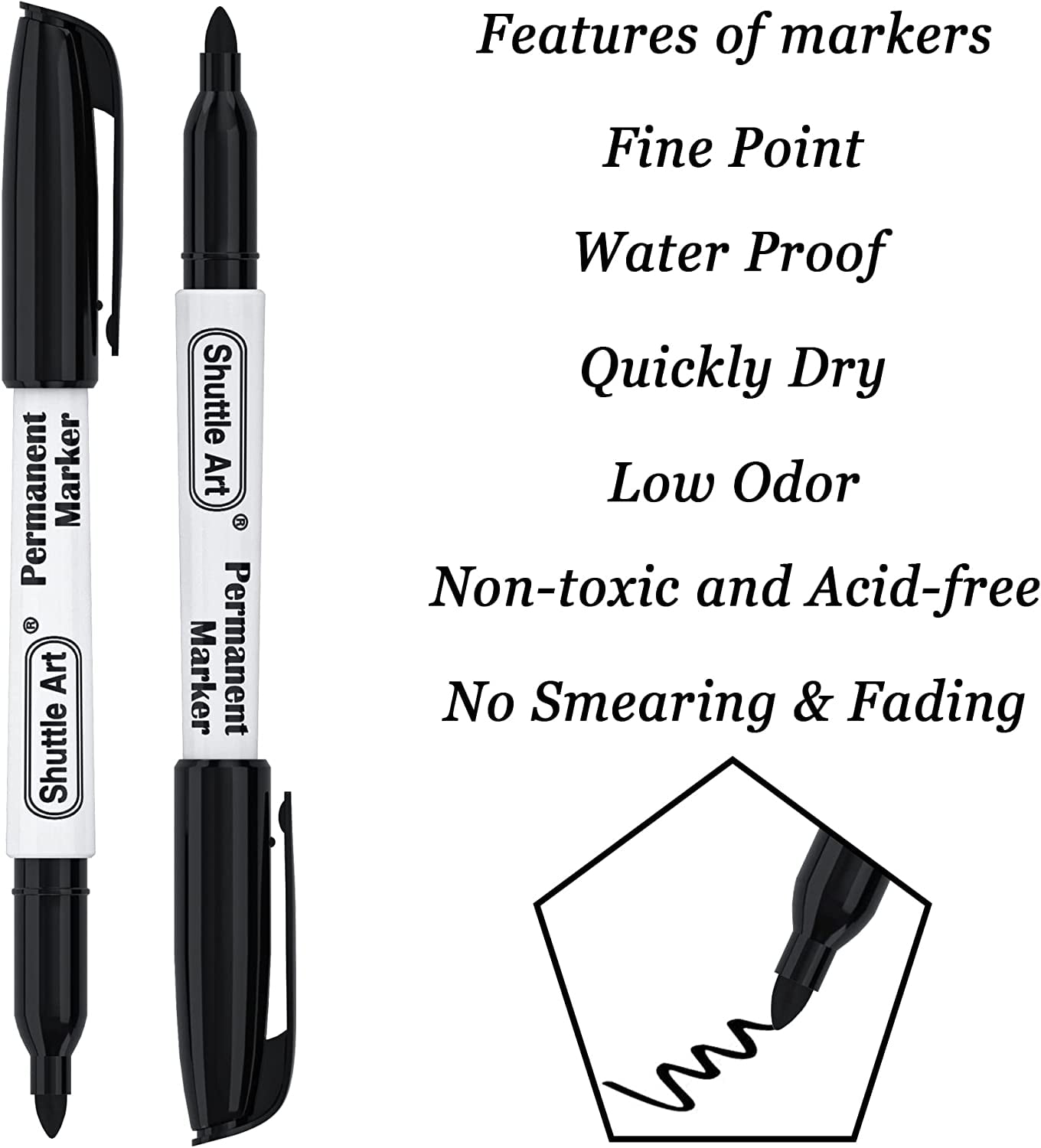 Permanent Markers, 50 Pack Black Permanent Marker set,Fine Point, Works on Plastic,Wood,Stone,Metal and Glass for Doo... - Image 6