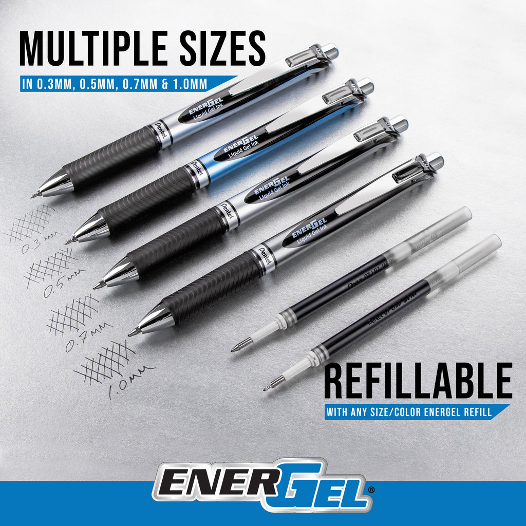 EnerGel RTX Retractable Liquid Gel Pen, Medium Line, Metal Tip, Assorted Ink, 8-Pack - Image 3