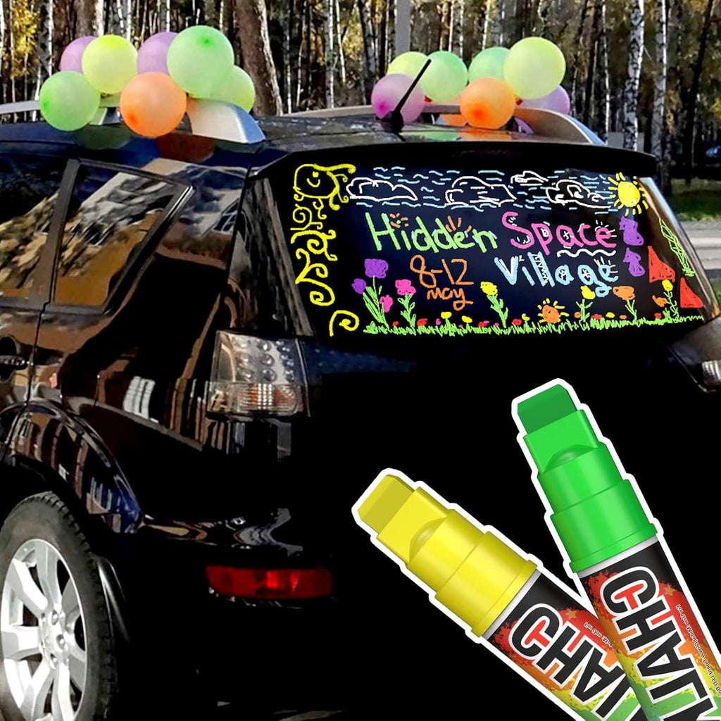 8 Colors 10mm Jumbo Liquid Window Chalk Marker, Big Chalkboard Markers, Car Window Paint Markers Pen for Glass, Auto,... - Image 2