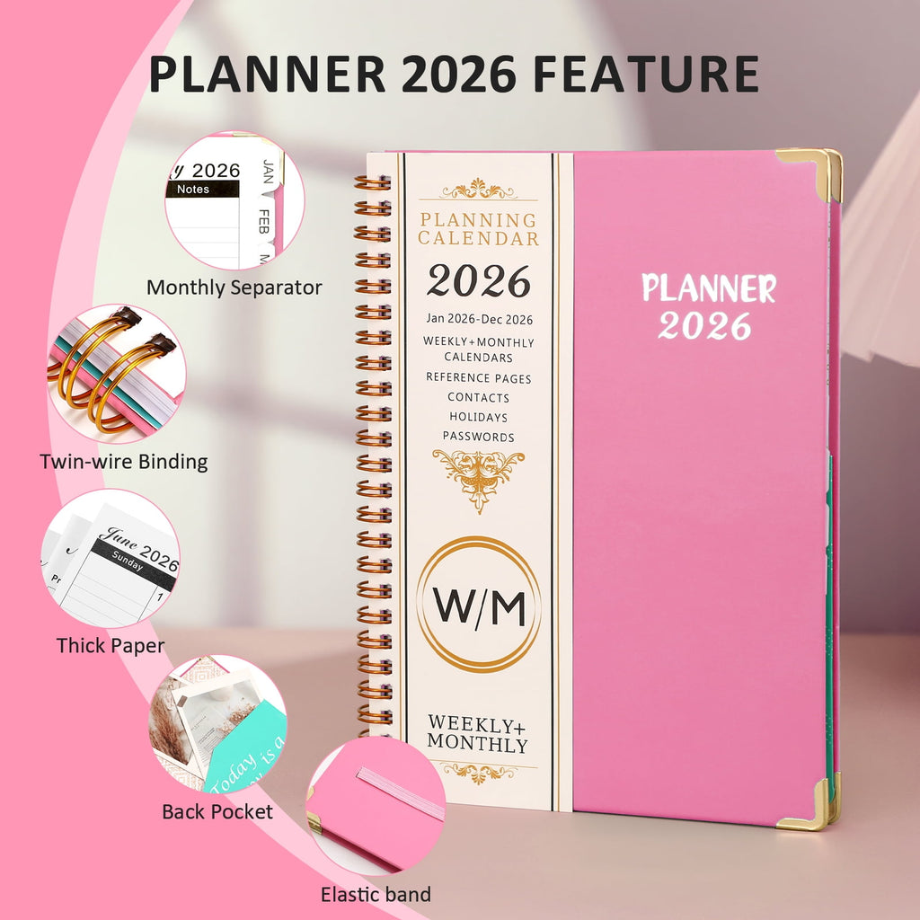 2026 Planner(Jan-Dec.2026,6.3"x8.5"),Annual Weekly Monthly Planner with Calendar Tabs,Agenda Schedule Planner for Sch... - Image 5