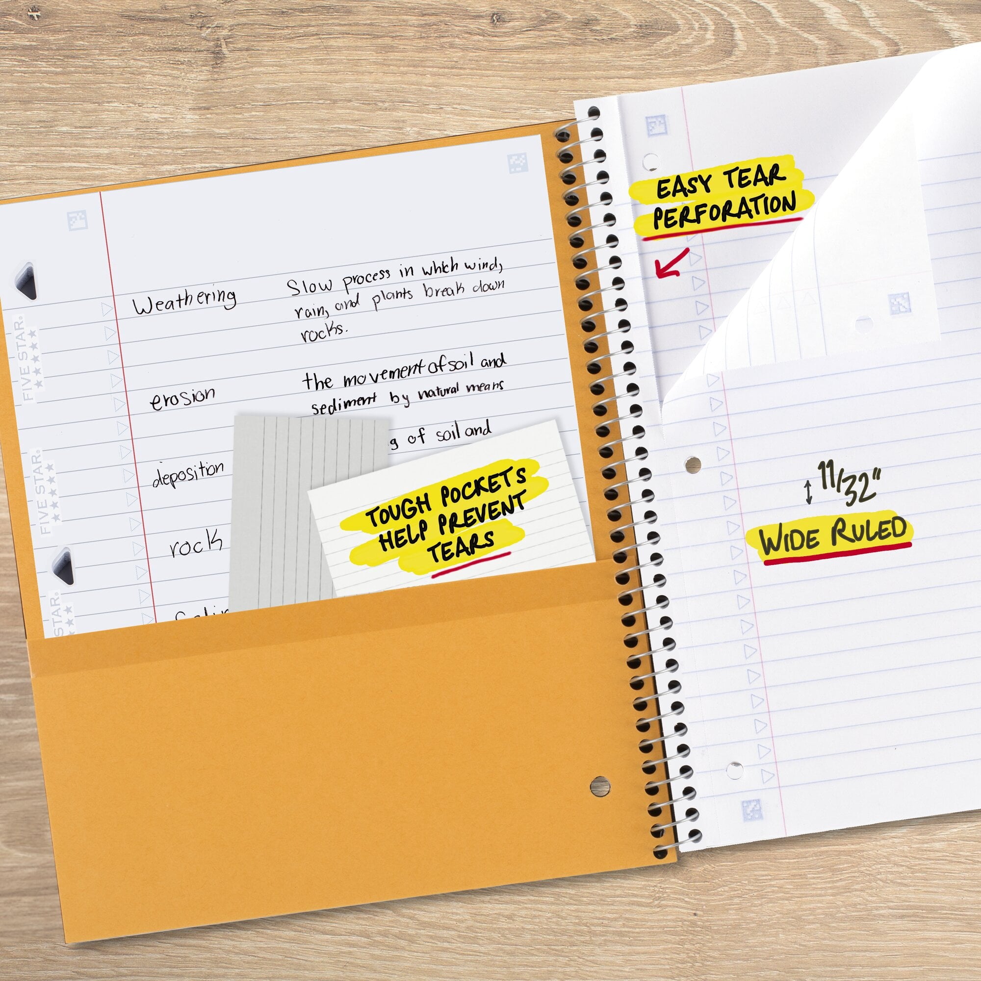 Five Star Spiral Notebook + Study App, 1 Subject, Wide Ruled, 8" x 10.5", Amethyst - Image 4