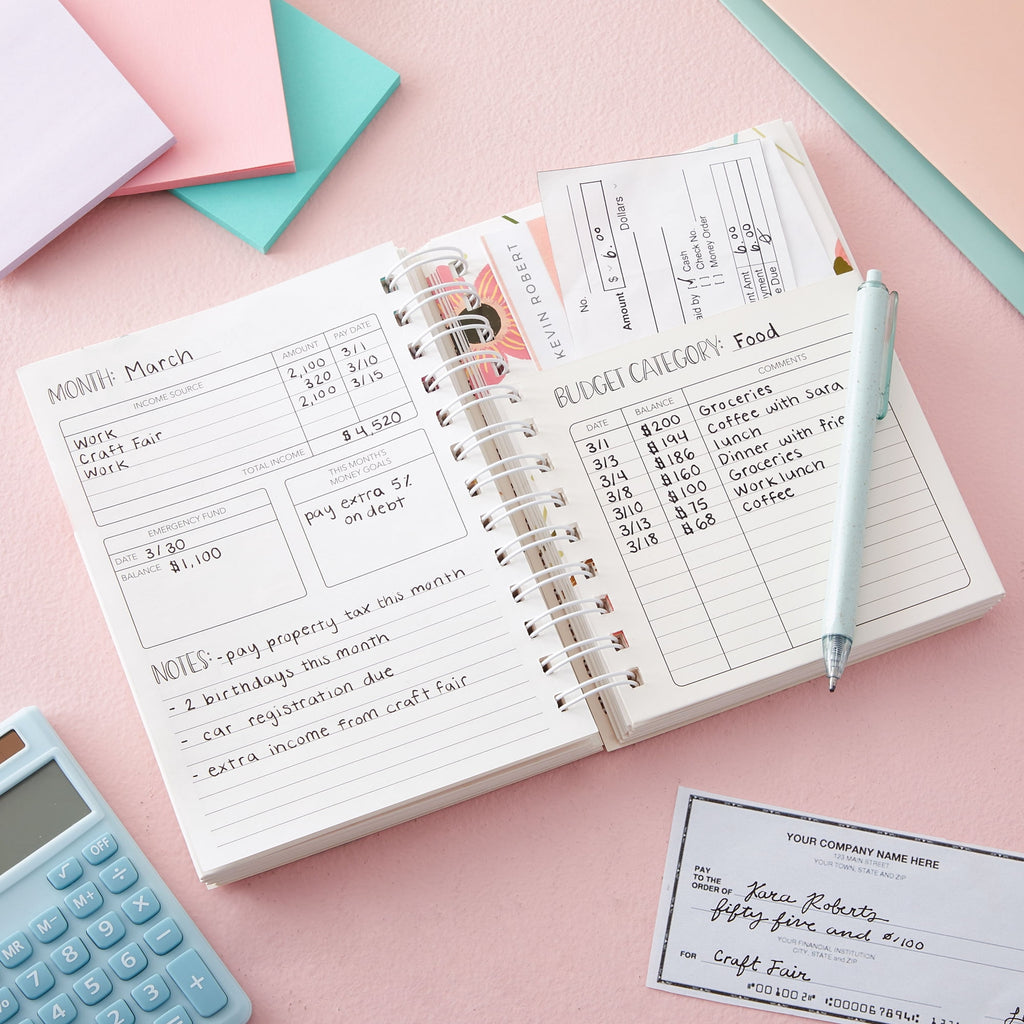Floral Monthly Budget Planner, Bill Organizer with 24 Pockets, Debt Payoff Tracker, Payment Checklist (5 x 7 In) - Image 3