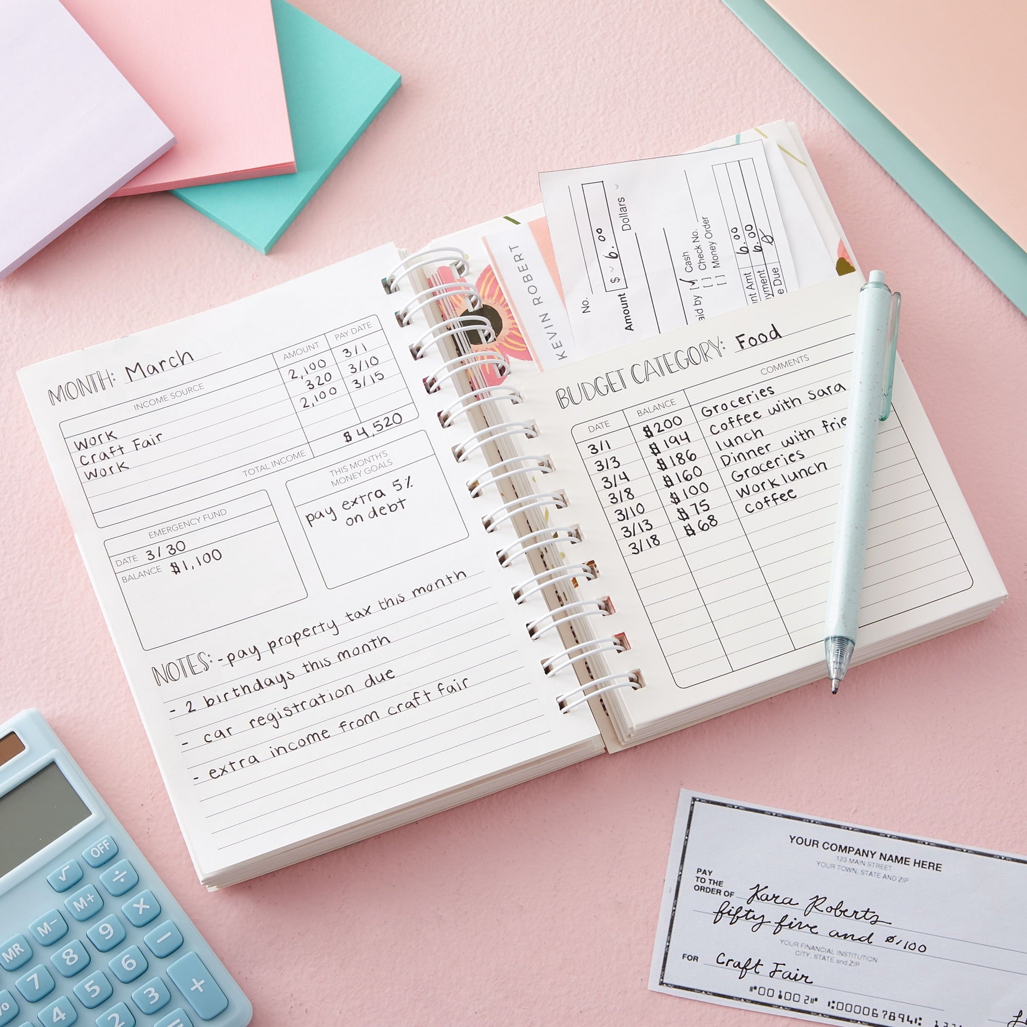 Floral Monthly Budget Planner, Bill Organizer with 24 Pockets, Debt Payoff Tracker, Payment Checklist (5 x 7 In) - Image 3
