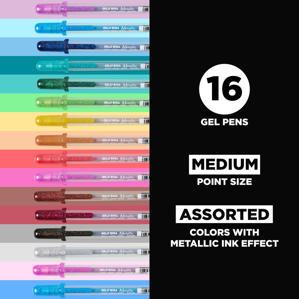 Gel Pens, Opaque Metallic Ink, Bold Pt 16 Color Set - Image 2
