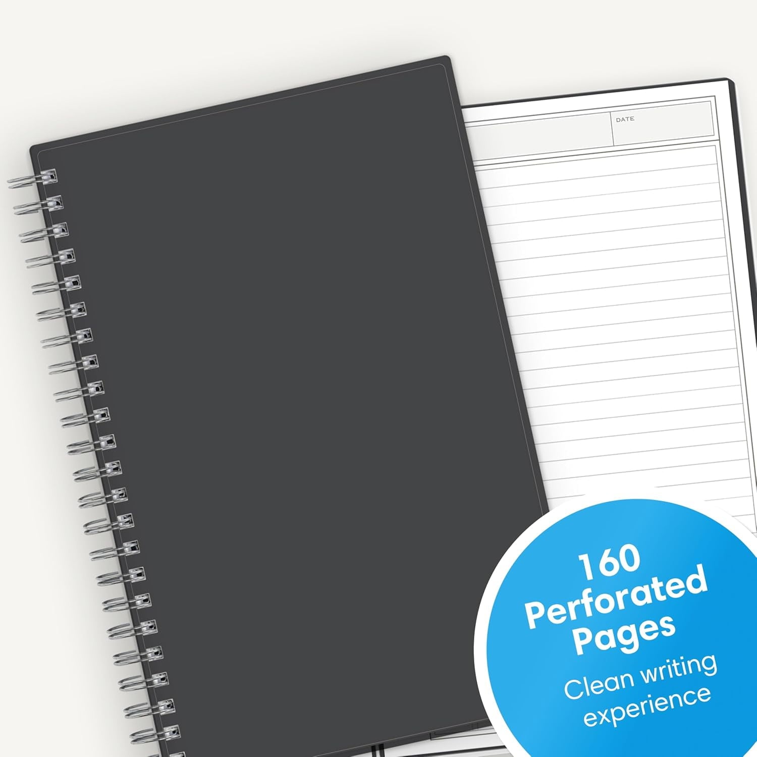 Blue Sky Notes Professional Notebook, Flexible Cover, Twin-Wire Binding, Lined and Perforate Pages, (5.5" x 8.5"), Gray - Image 3