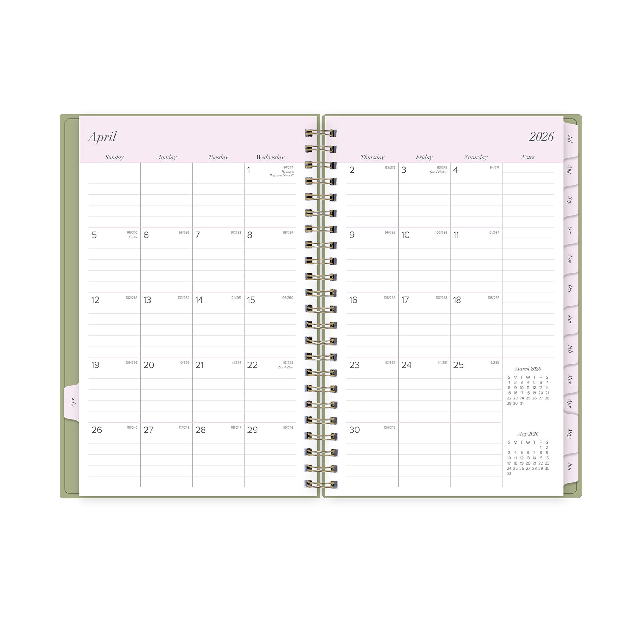 Monthly Weekly Planner, 5" x 8", Simple Sage 15-Month (April 2026 - June 2027) - Image 5