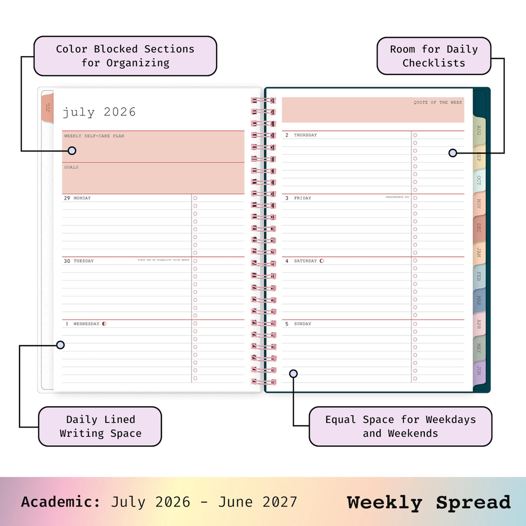 2026-2027 Weekly and Monthly Academic Year Planner Calendar, July 2026 - June 2027, 7" x 9", Flexible Cover, Laminate... - Image 3