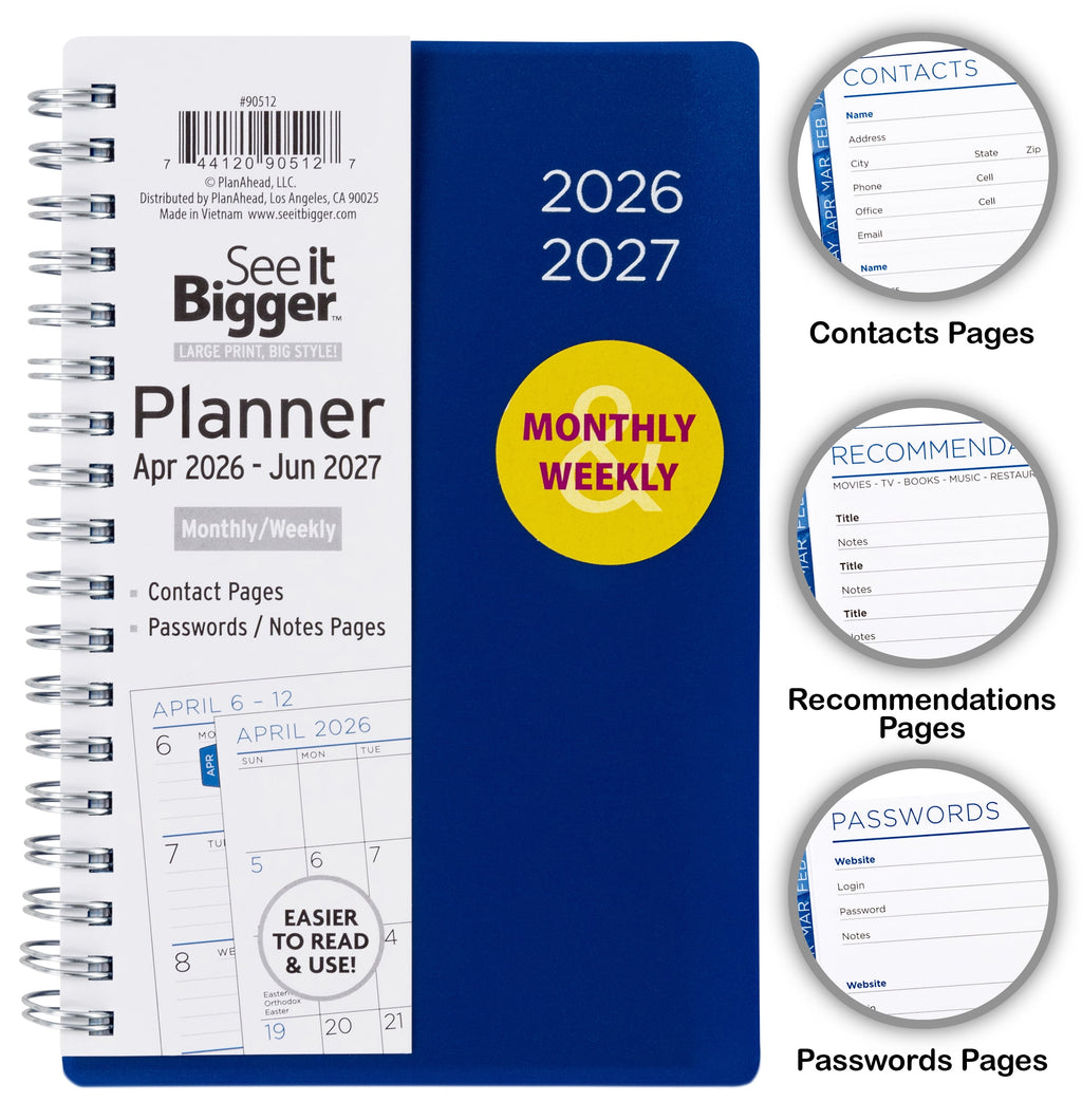 M/W Planner, Small (4.25" x 6.5"), Blue, 15-Month: Apr 2026 - Jun 2027 - Image 3