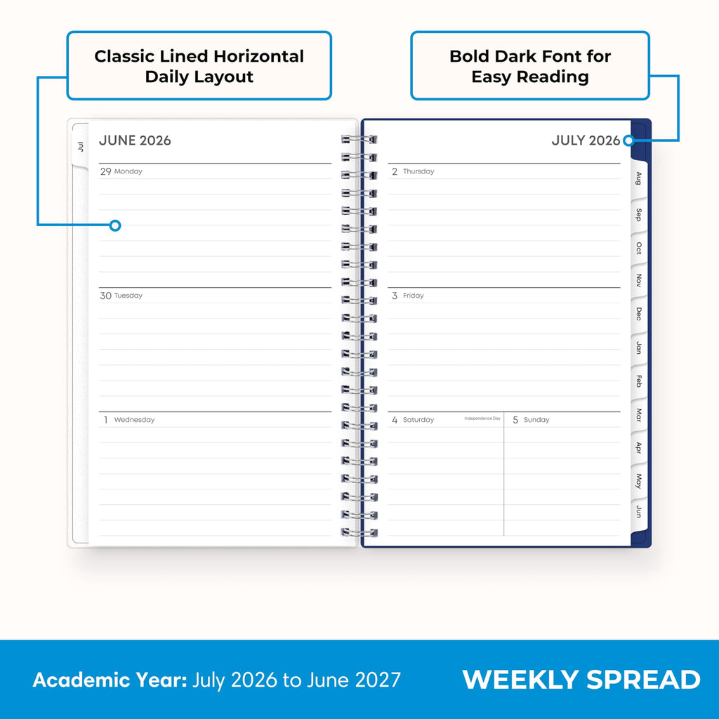 Blue Sky 2026-2027 Weekly and Monthly Academic Year Planner Calendar, July 2026 - June 2027, 5" x 8", Flexible Cover, Wirebound, Laminated T - Image 3