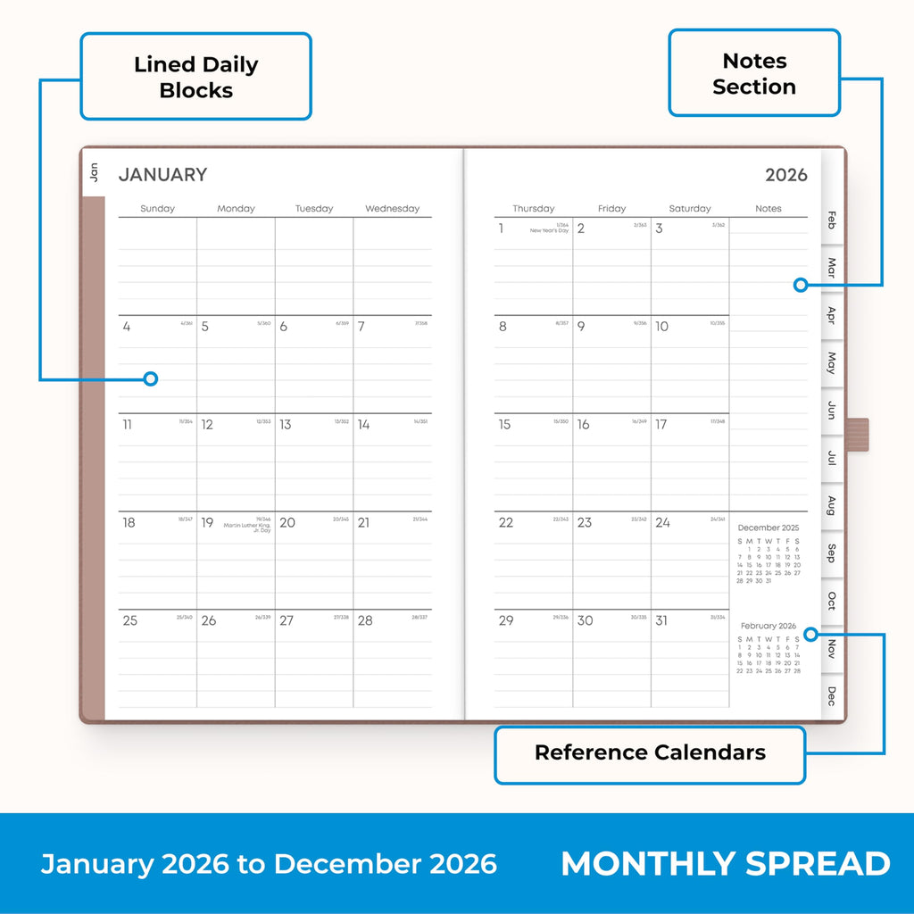 2026 Weekly and Monthly Planner Calendar, January 2026 - December 2026, 5" x 8", Faux Leather Hard Cover, Bookbound, ... - Image 4