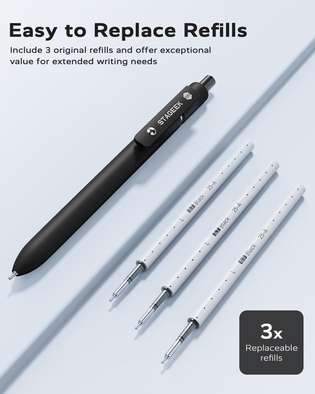 Black Gel Pens , 6Pcs Fine Point Smooth Writing Pens with 3 Extra Refills, Black Ink Pens for Journaling, Writing, Of... - Image 3