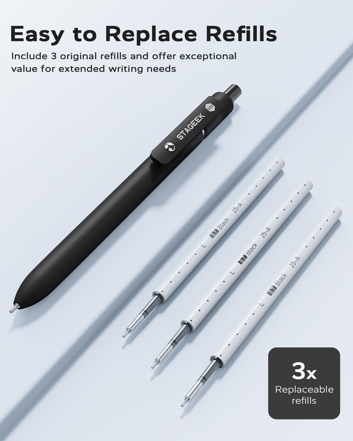Black Gel Pens , 6Pcs Fine Point Smooth Writing Pens with 3 Extra Refills, Black Ink Pens for Journaling, Writing, Of... - Image 3