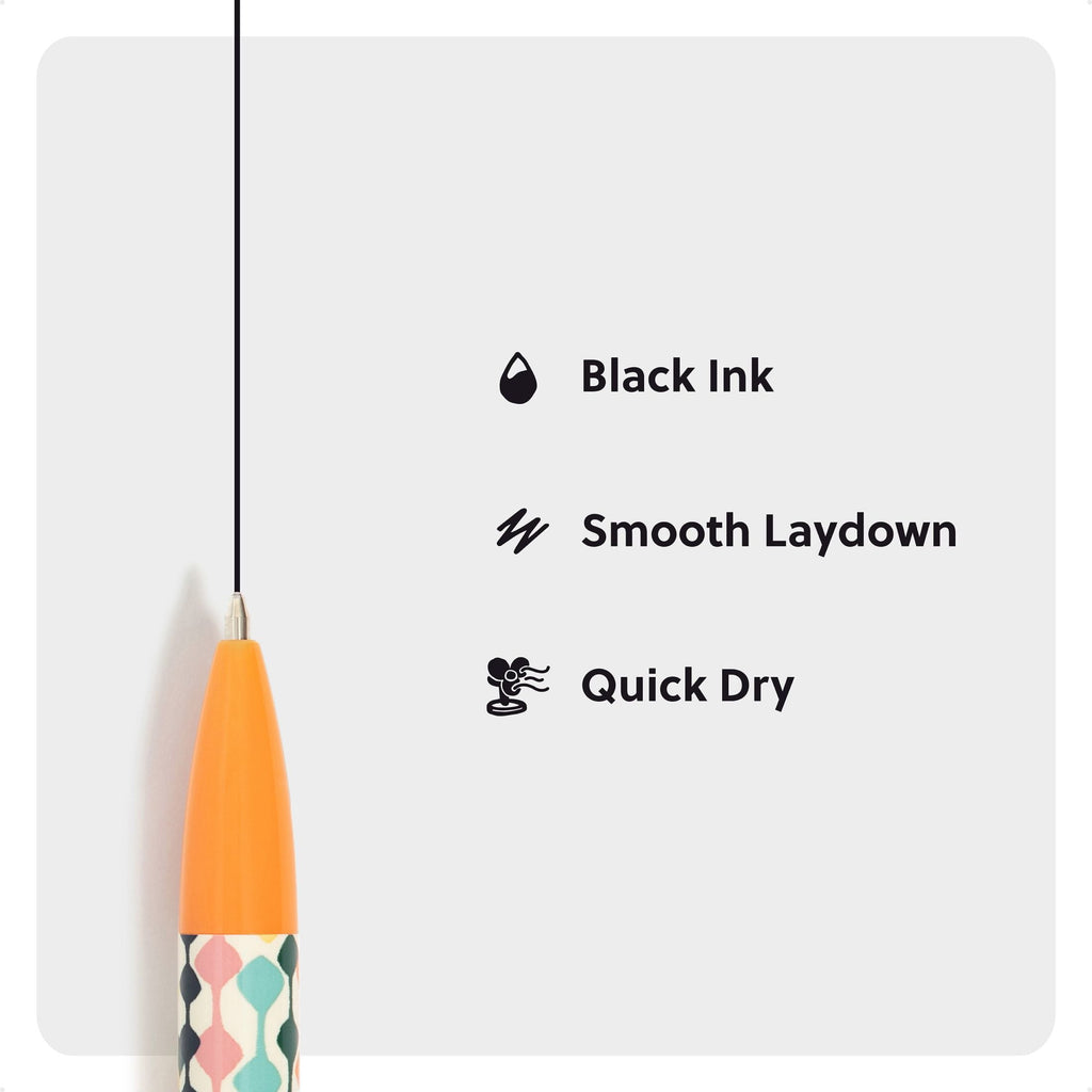 Laguna Ballpoint Pens, 6 Count, Colorful Cubist, Bold (1.0mm) Point, Black Ink - Image 4