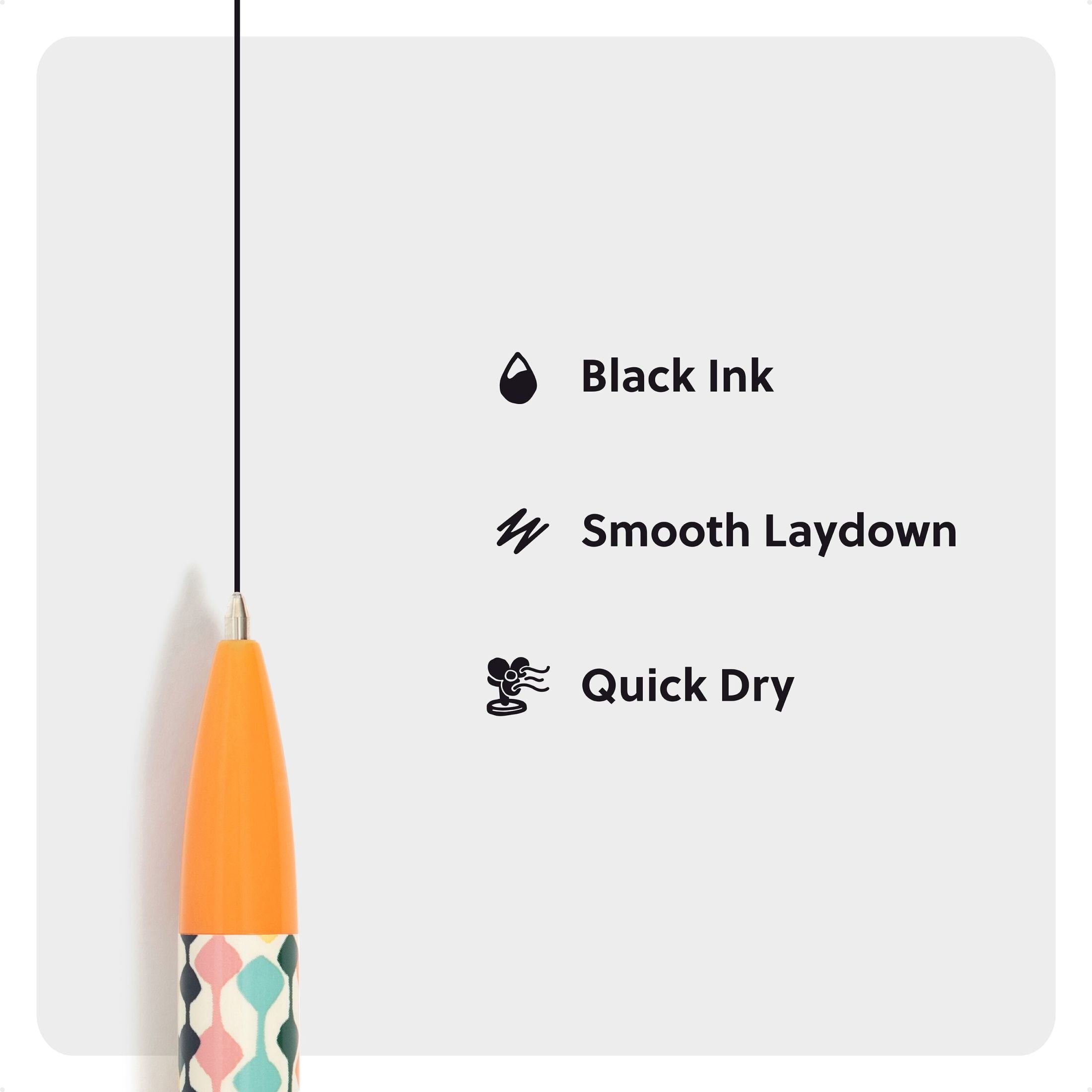 Laguna Ballpoint Pens, 6 Count, Colorful Cubist, Bold (1.0mm) Point, Black Ink - Image 4