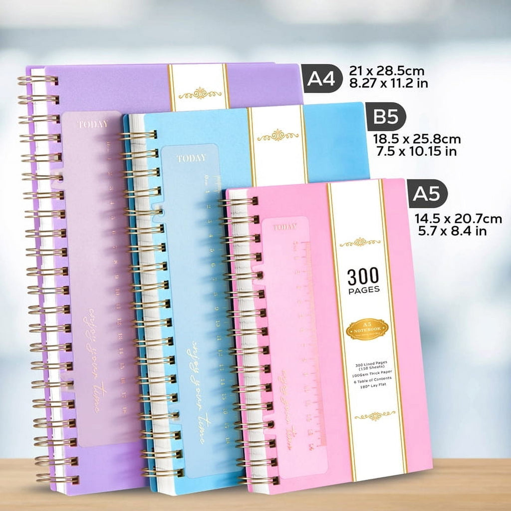 A4 Spiral Notebook, 8.5" x 11" Large Hardcover College Ruled Journal, 300 Pages Lined Paper No Bleed for Professional... - Image 5