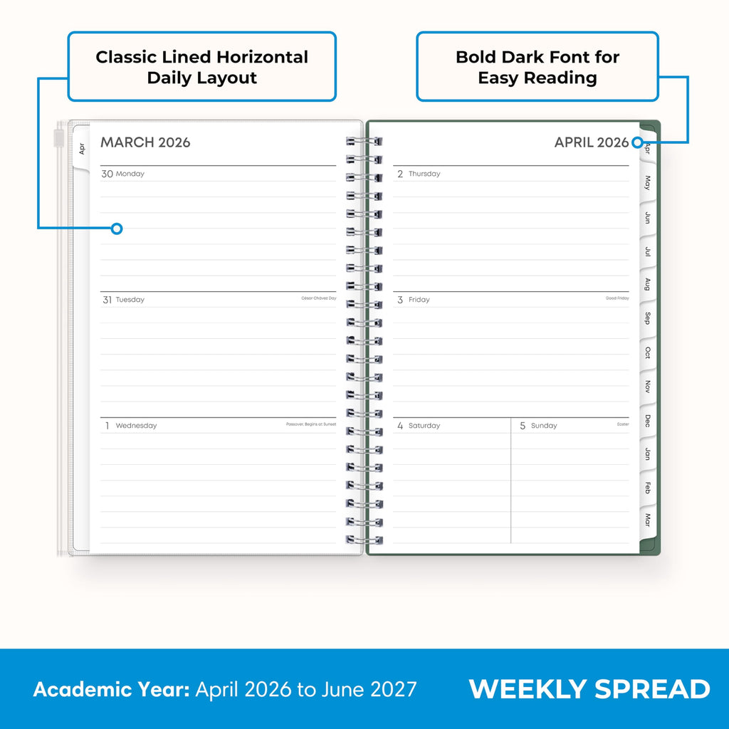 2026-2027 Weekly and Monthly Academic Year 15 Month Planner Calendar, April 2026 - June 2027, 5" x 8", Flexible Cover... - Image 3