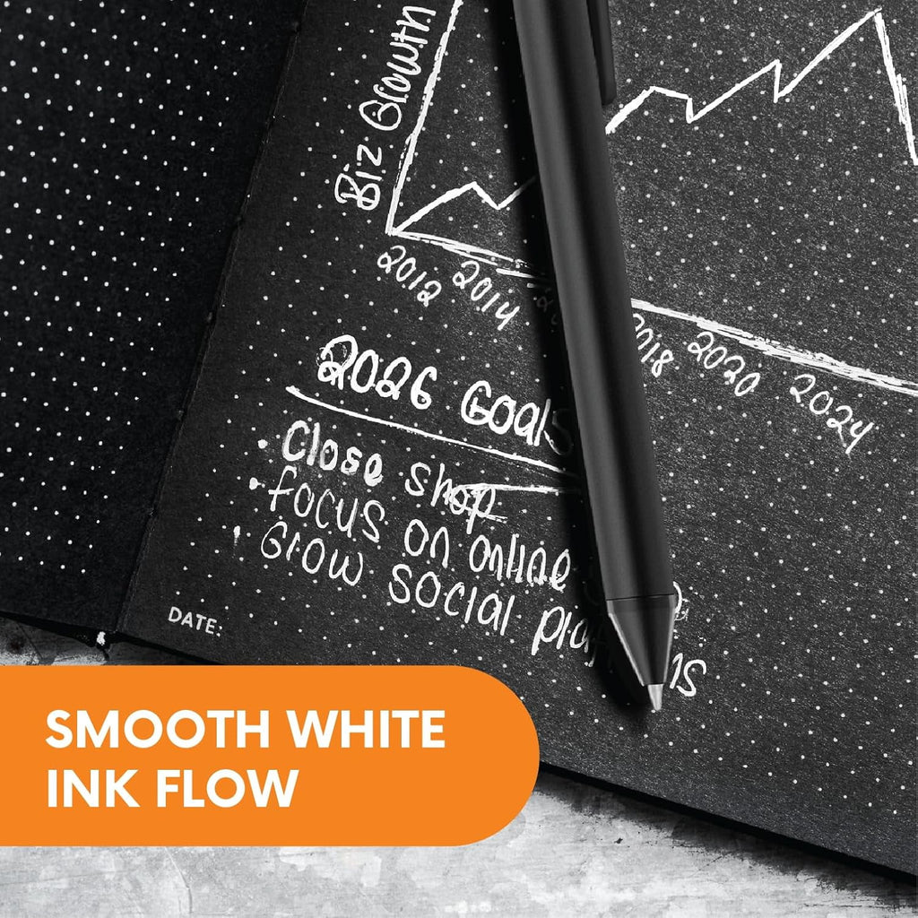 Notsu Premium White Gel Pen Set - 4 Fine Point Pens in Reusable Travel Case - Perfect for Black Paper, Journals, and Dark Surfaces - Image 3
