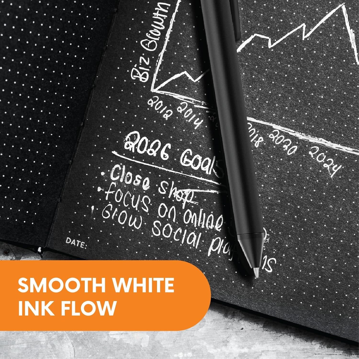 Notsu Premium White Gel Pen Set - 4 Fine Point Pens in Reusable Travel Case - Perfect for Black Paper, Journals, and Dark Surfaces - Image 3