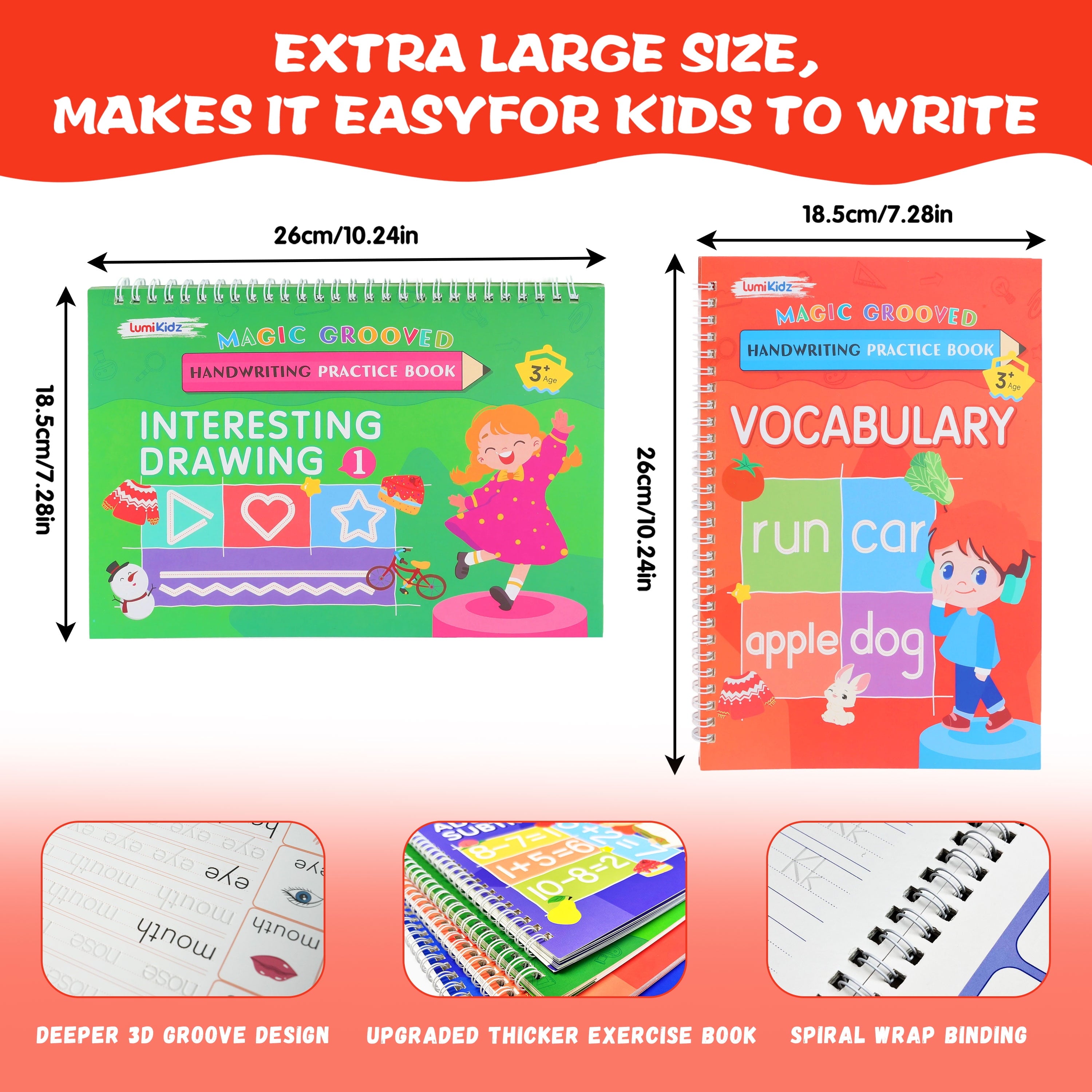 Practice for Kids Ages 3-8, Reusable Hand WorkbooksLarge-Scale Workbook, Kindergarten Workbook, 10.24 x 7.29 inches (... - Image 3