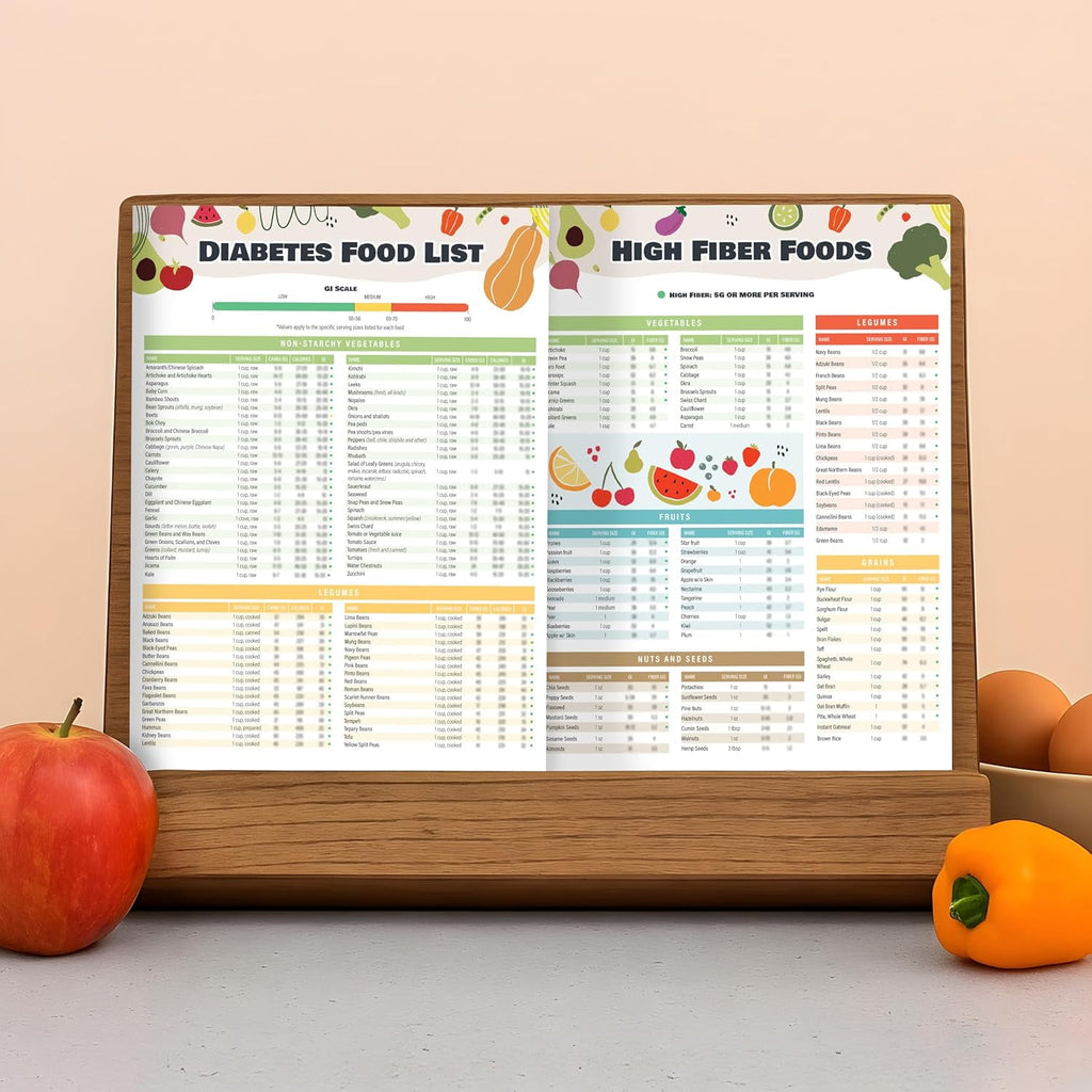 2pcs Diabetes Food Chart & Meal Planner for Diabetics - Laminated 8.5" x 11.5 Diabetic Food List Planner with Serving Size, Carbs, Calories - Image 6