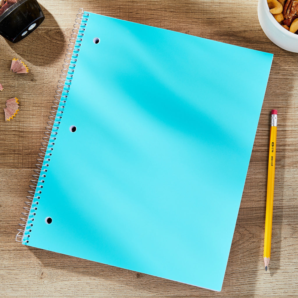 + Poly 1-Subject Notebook, Wide Ruled, 9" x 11", 100 Sheets, Teal - Image 2