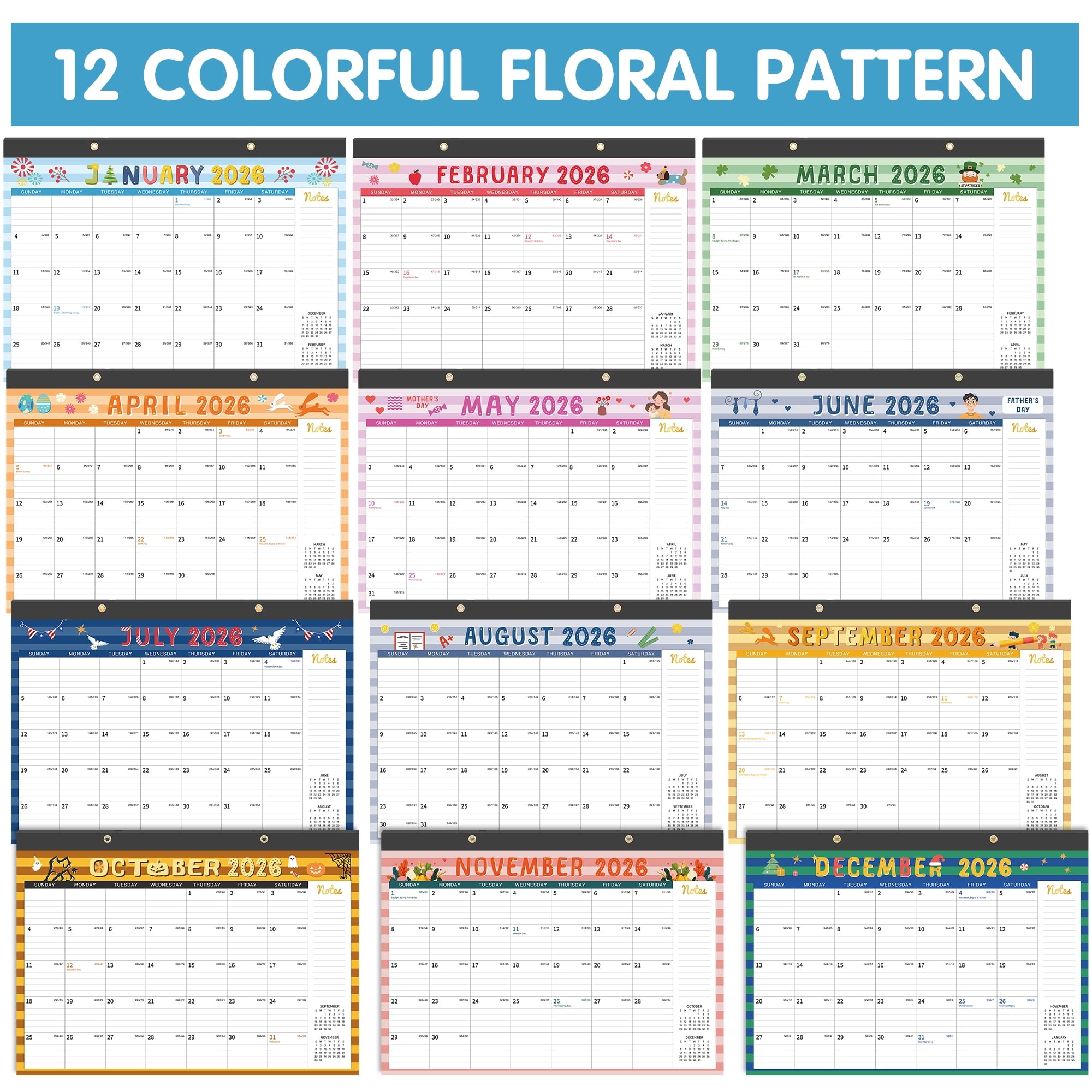Deli 2026 Desk Calendar, 12 Months, 17" x 12", Thick Paper with Julian Dates and Block for New Year and Christmas Presents, Monthly  planner - Image 2