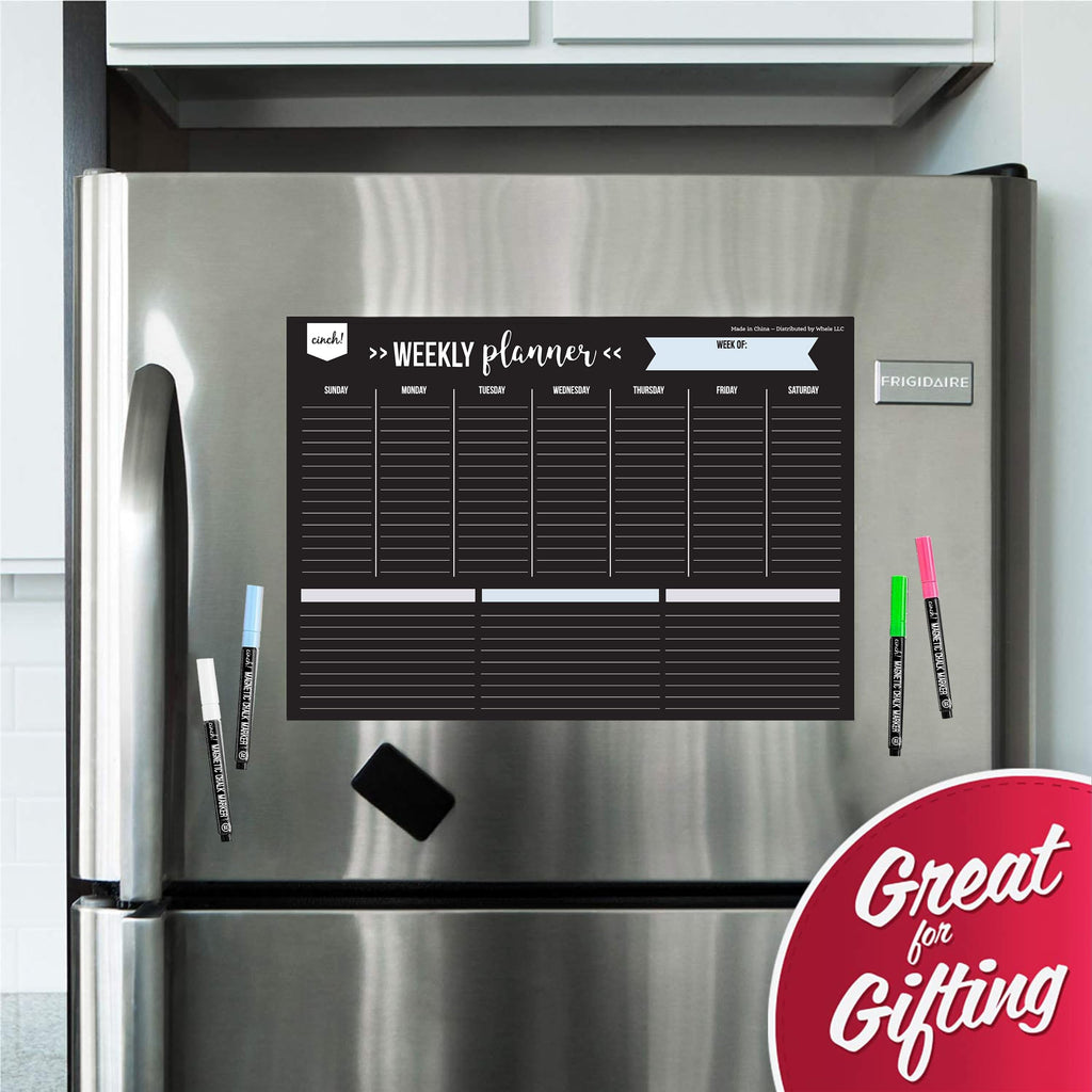 17x12-Inch Magnetic Dry Erase Weekly Planner for Fridge - Black Weekly Calendar Board with 4 Fine Tip Markers and Lar... - Image 3