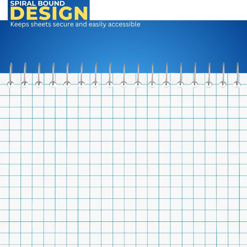 Steno Pads Spiral 6x9 Quad Ruled, Graphing Paper Notebook Spiral, Top Bound, Graph Ruled, White, 80 Sheets, (6 Pads/P... - Image 3